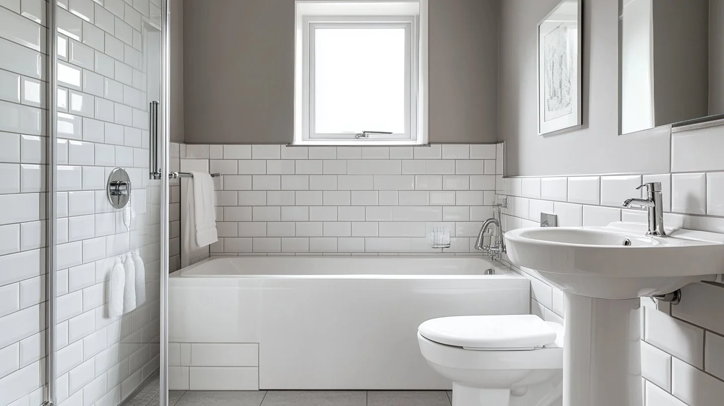 Clean modern bathroom renovation with walk-in shower