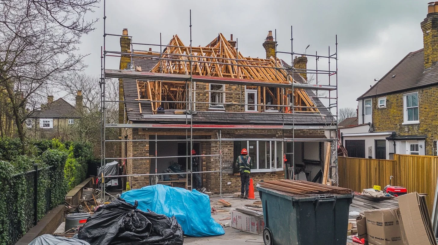 Loft conversion under construction showing structural work